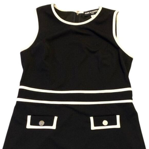 Karl Lagerfeld Paris Womens Dress Sz. 12 Black and White Trim Sheath Knee Length - Picture 4 of 16